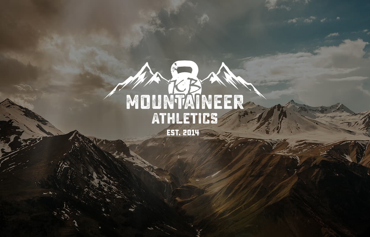 Mountaineer Athletics logo and Est. 2014 over a mountain landscape.